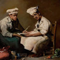 High quality wall art oil painitng handpainted on canvas"two chefs” stunningoilpainting.com