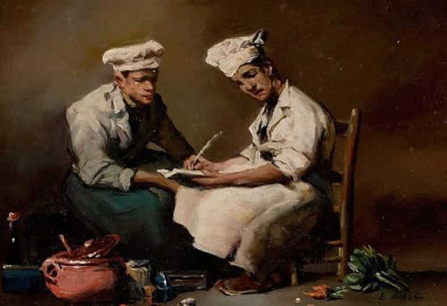 High quality wall art oil painitng handpainted on canvas"two chefs” stunningoilpainting.com
