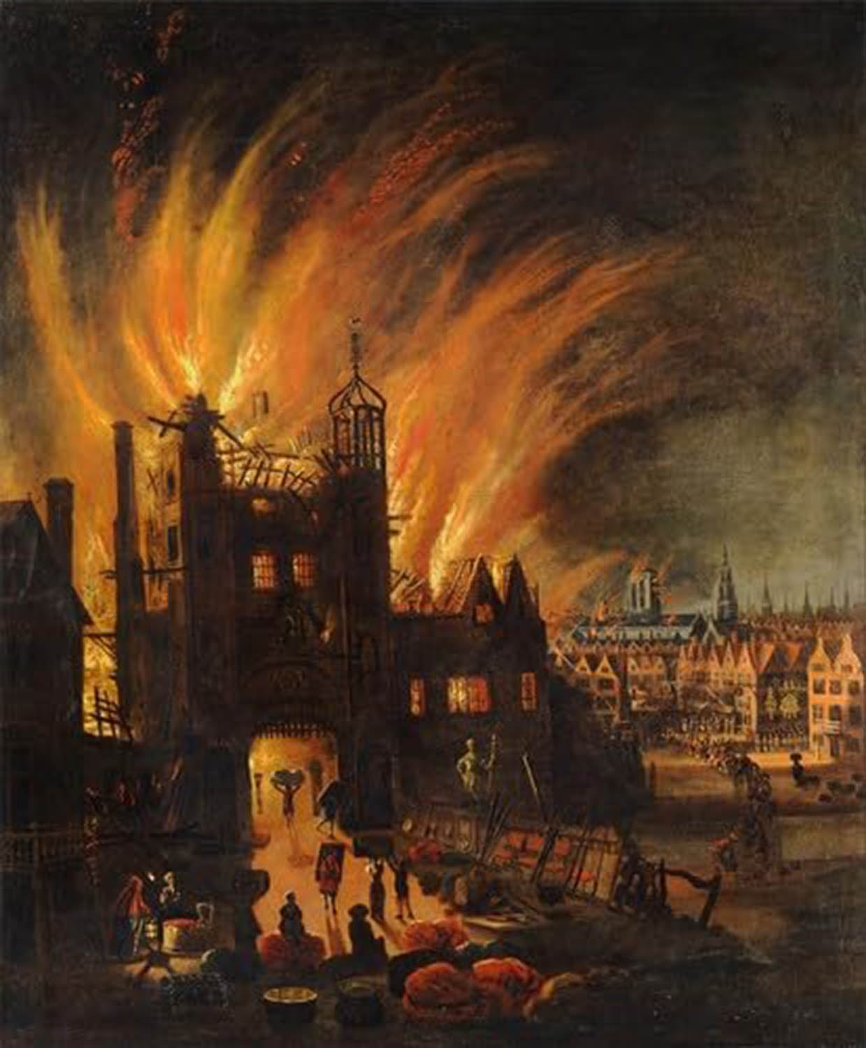 High quality wall art oil painitng handpainted on canvas" The Great Fire of London" stunningoilpainting.com