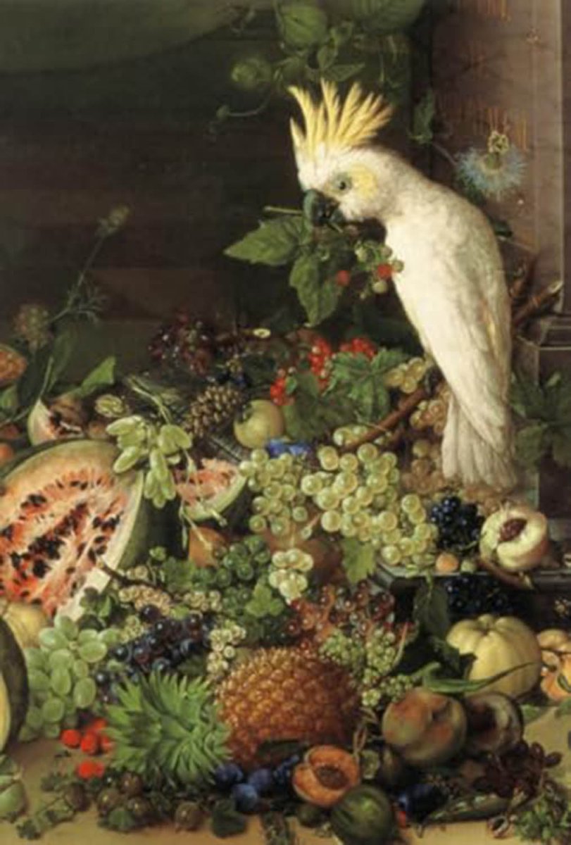 high quality wall art fine art oil painitng handpainted on canvas"parrot with fruits" stunningoilpainting.com