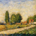 High quality wall art oil painitng handpainted on canvas" Village Road" stunningoilpainting.com
