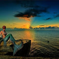 High quality wall art fine art oil painitng handpainted on canvas"A mermaid sitting on a stone" stunningoilpainting.com