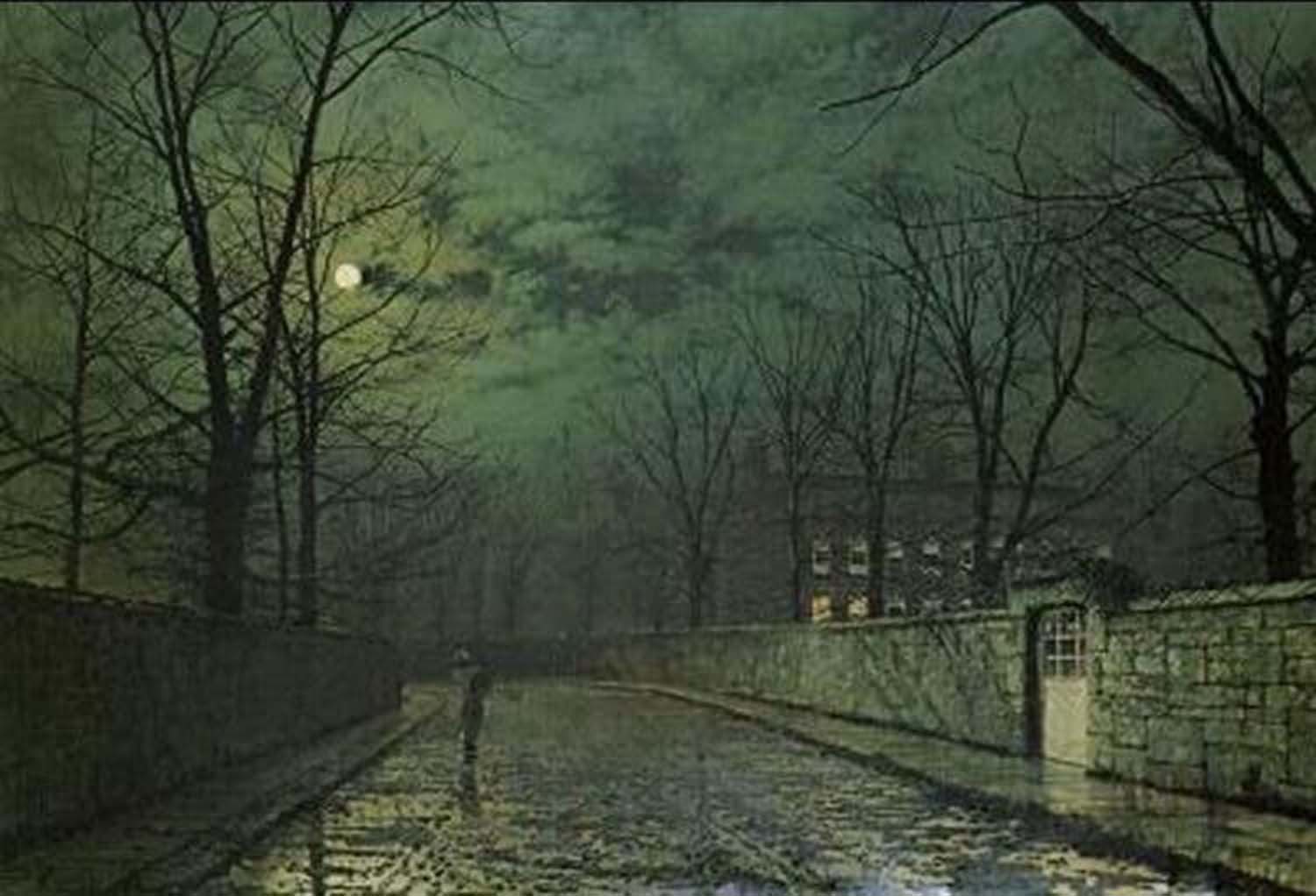 High quality wall art oil painitng handpainted on canvas" Moonlight After Rain " stunningoilpainting.com