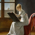 High quality wall art oil painitng handpainted on canvas" a young woman is drawing" stunningoilpainting.com