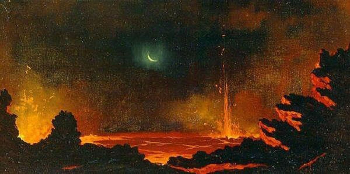 high quality wall art fine art oil painitng handpainted on canvas" Volcano" stunningoilpainting.com