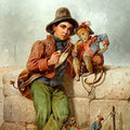 High quality wall art oil painitng handpainted on canvas"Boy from a travelling circus with a monkey" stunningoilpainting.com