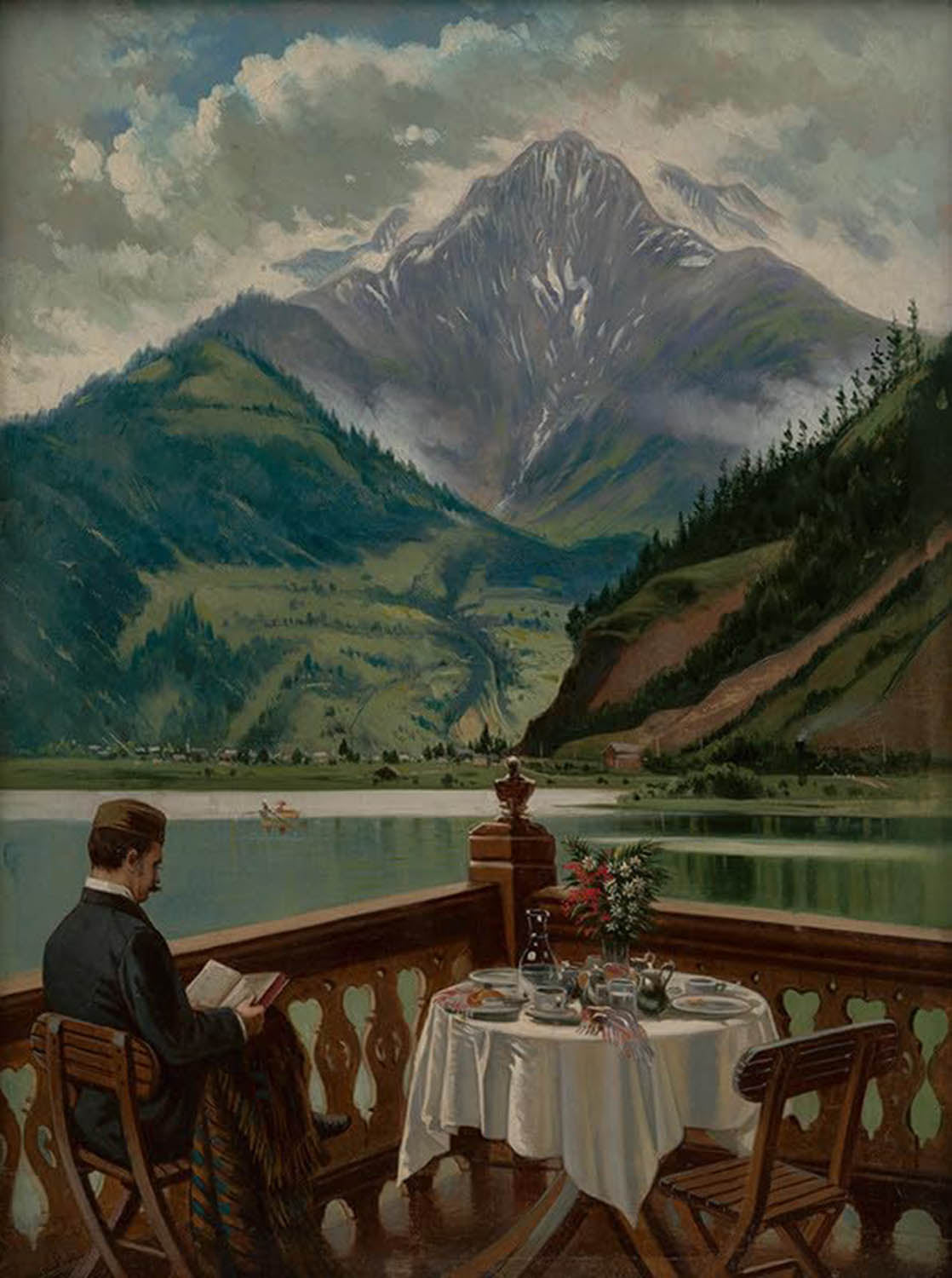 High quality wall art oil painitng handpainted on canvas "alpine scenery at the lake" stunningoilpainting.com