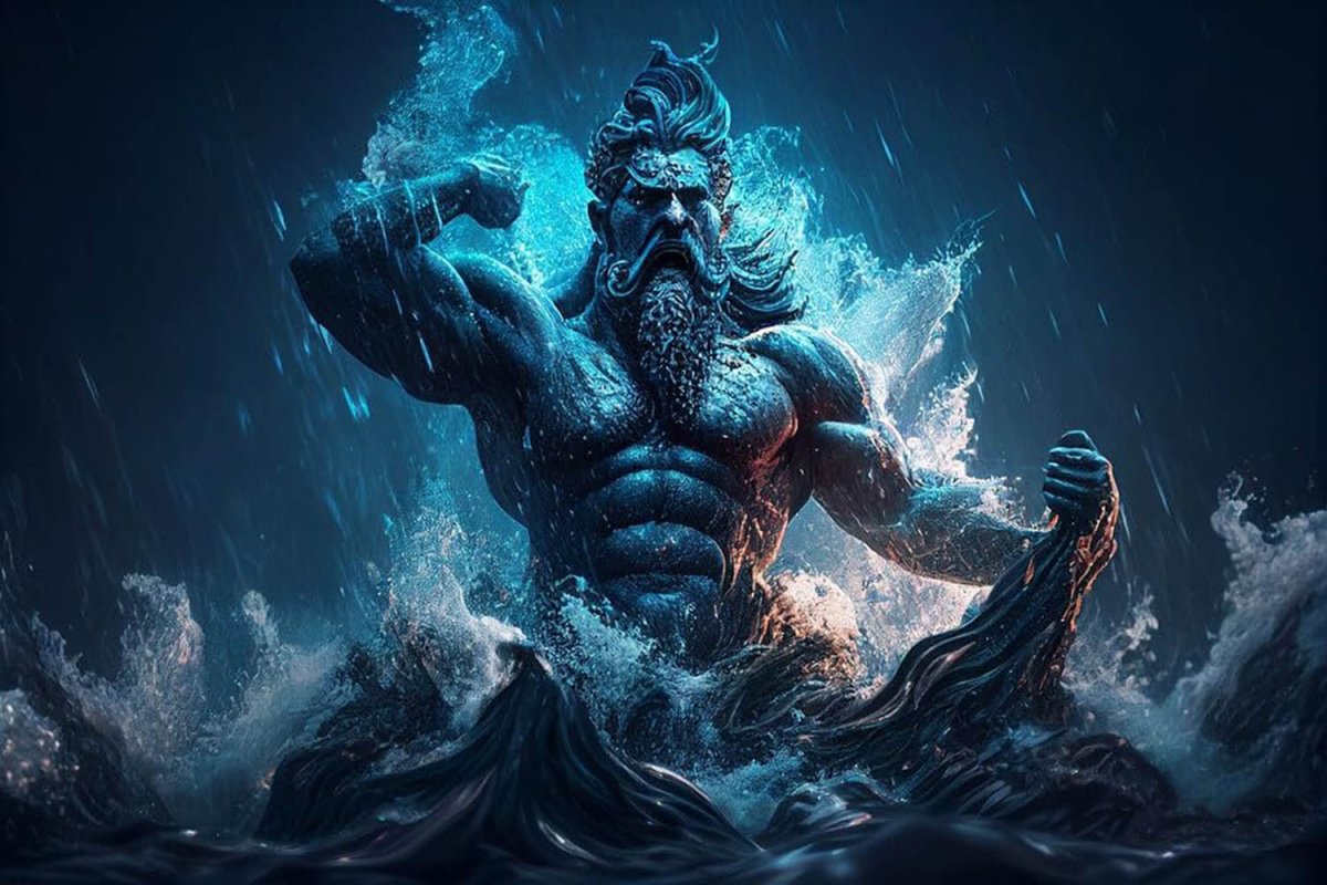 High quality wall art fine art oil painitng handpainted on canvas"The Sea God" stunningoilpainting.com