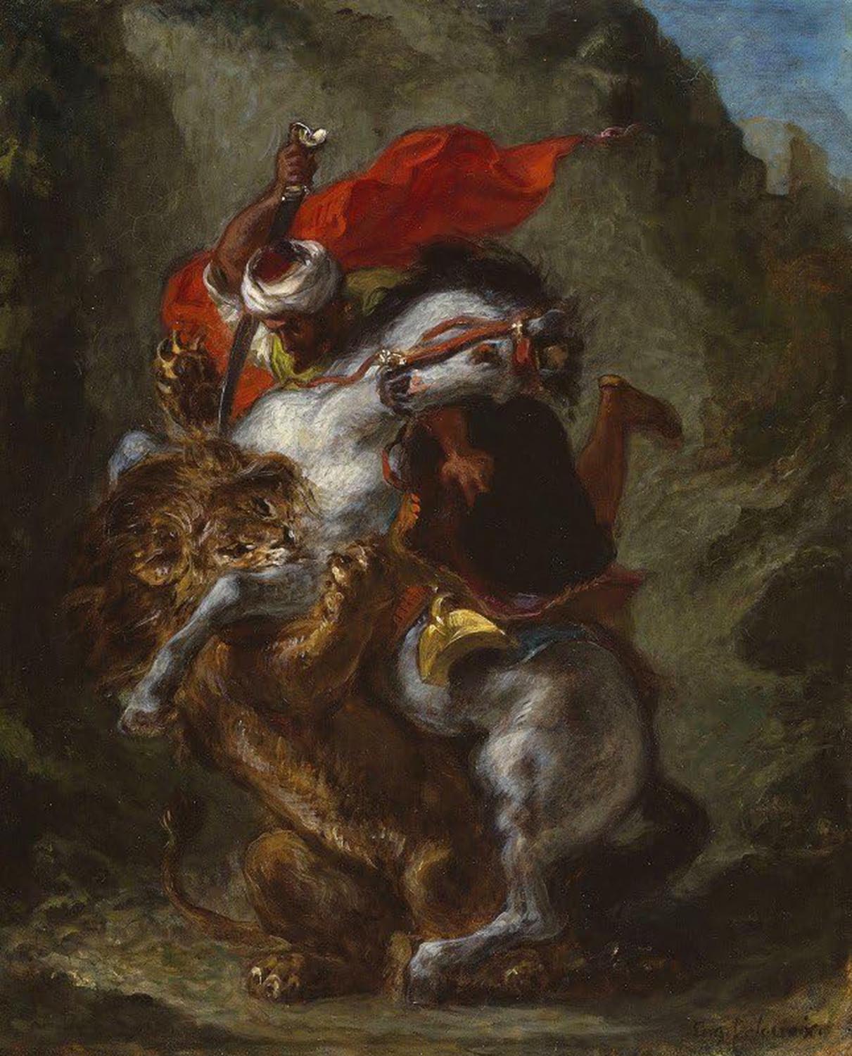 High quality wall art oil painitng handpainted on canvas"Arab Horseman Attacked " stunningoilpainting.com