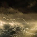 High quality wall art fine art oil painitng handpainted on canvas" Lighthouse In A Stormy Sea" stunningoilpainting.com