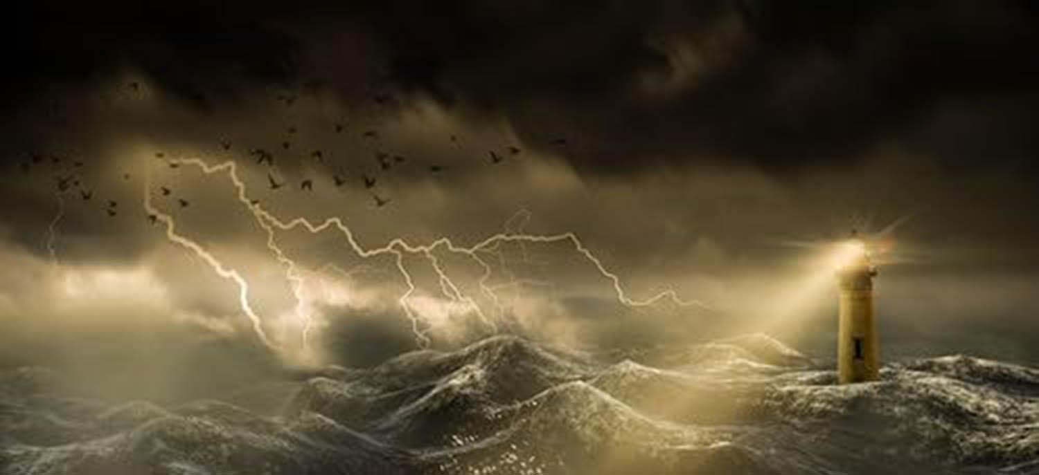 High quality wall art fine art oil painitng handpainted on canvas" Lighthouse In A Stormy Sea" stunningoilpainting.com