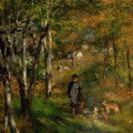 High quality wall art oil painitng handpainted on canvas " a man and his dogs in the forest " stunningoilpainting.com