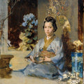 High quality wall art oil painitng handpainted on canvas"The Japanese woman in the room" stunningoilpainting.com
