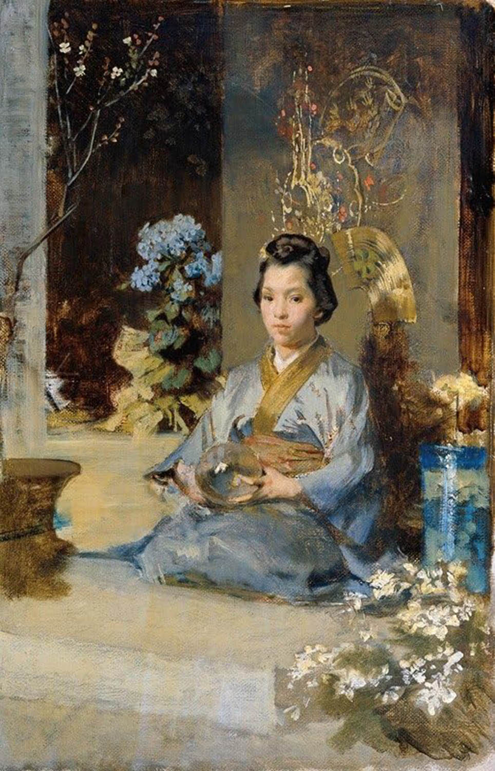 High quality wall art oil painitng handpainted on canvas"The Japanese woman in the room" stunningoilpainting.com