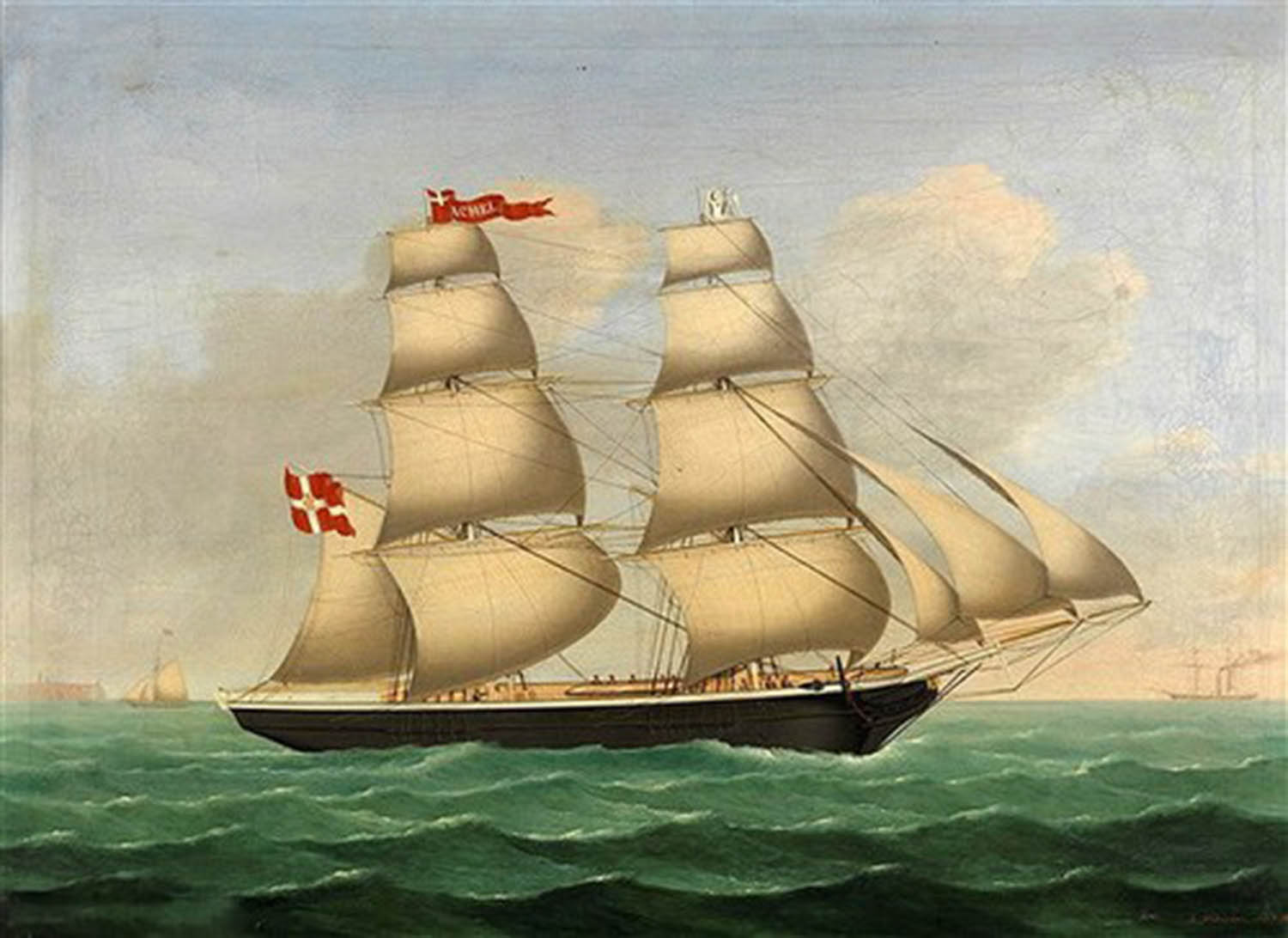 High quality wall art oil painitng handpainted on canvas"a ship on the sea " stunningoilpainting.com
