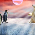 High quality wall art fine art oil painitng handpainted on canvas" penguins, polar bear" stunningoilpainting.com