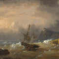 High quality wall art oil painitng handpainted on canvas "A sailing vessel off a rocky coast " stunningoilpainting.com