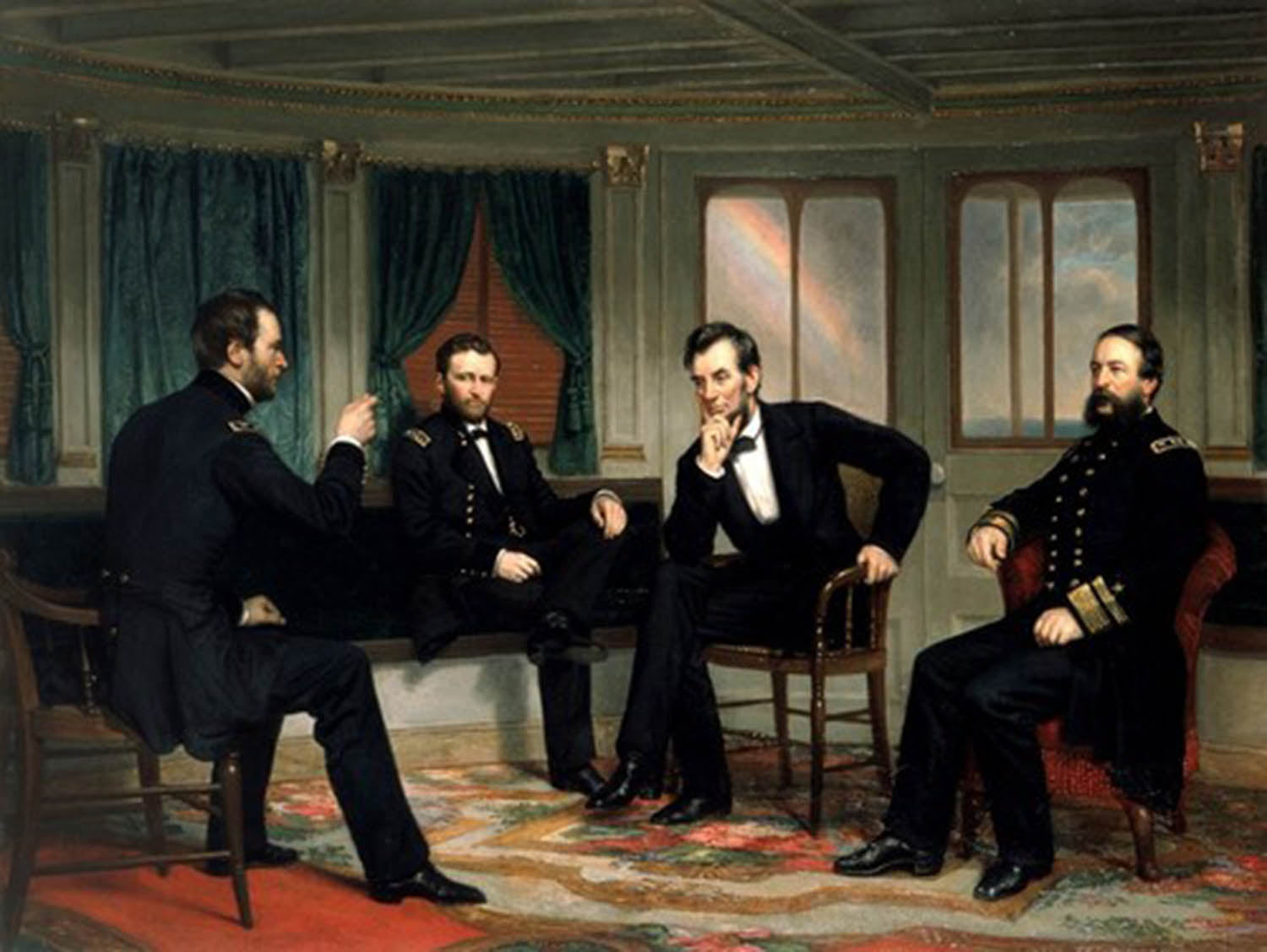 High quality wall art oil painitng handpainted on canvas"Lincoln and his general" stunningoilpainting.com