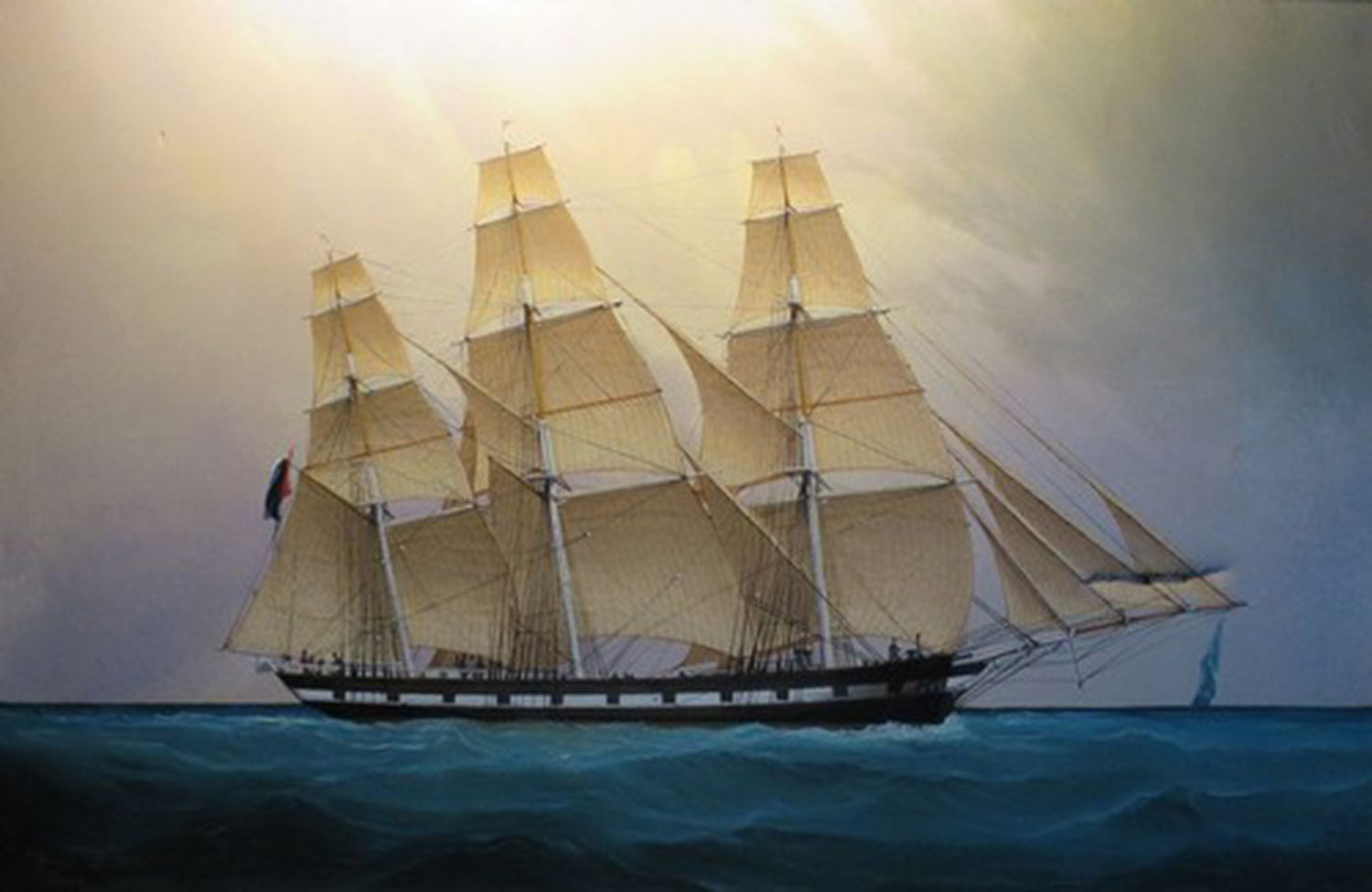 High quality wall art oil painitng handpainted on canvas "warship in the sea" stunningoilpainting.com