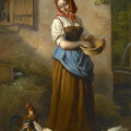 High quality wall art oil painitng handpainted on canvas "Girl and poultry" stunningoilpainting.com