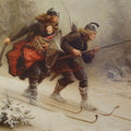 High quality wall art oil painitng handpainted on canvas "skiers carrying Prince to a safely place" stunningoilpainting.com