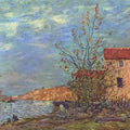 High quality wall art fine art oil painitng handpainted on canvas "landscape with a house and lake " stunningoilpainting.com