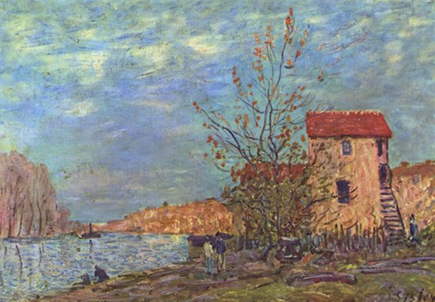 High quality wall art fine art oil painitng handpainted on canvas "landscape with a house and lake " stunningoilpainting.com