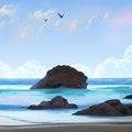 High quality wall art fine art oil painitng handpainted on canvas "Beach Ocean" stunningoilpainting.com