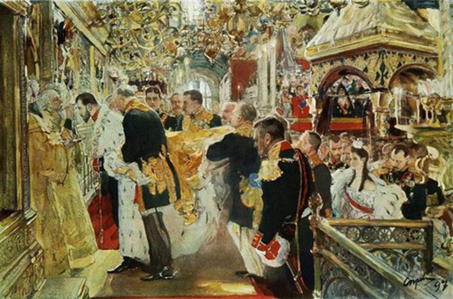 High quality wall art fine art oil painitng handpainted on canvas" Coronation of the Emperor Nicholas II" stunningoilpainting.com