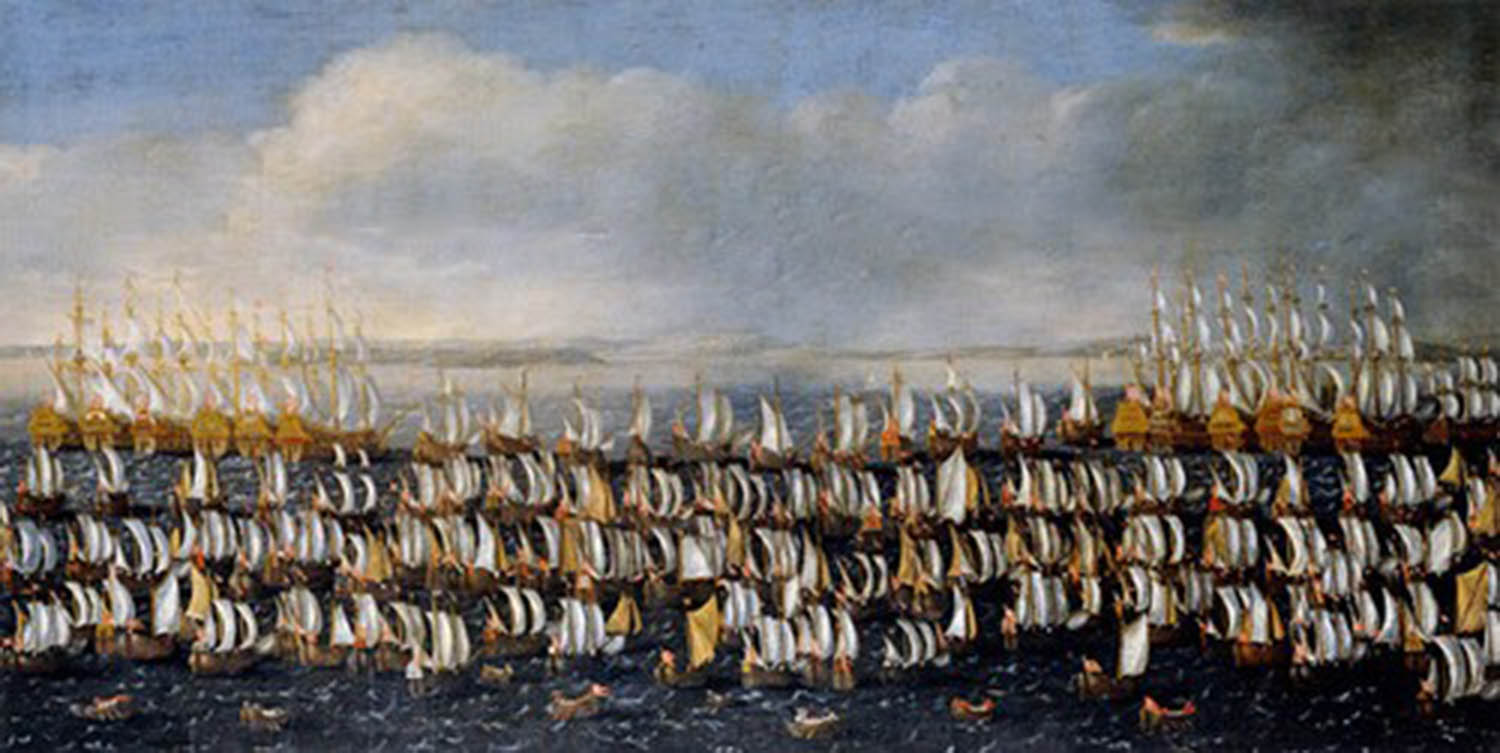 High quality wall art fine art oil painitng handpainted on canvas "The Danish invasion fleet 1676" stunningoilpainting.com