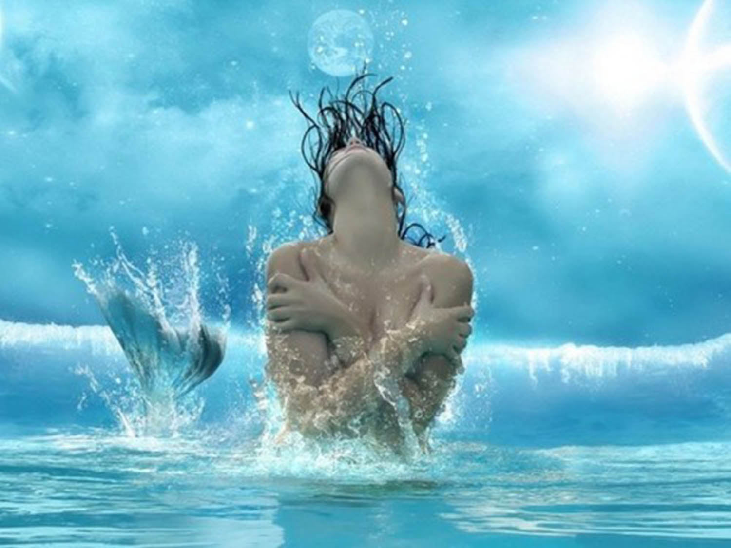 High quality wall art fine art oil painitng handpainted on canvas "a beautiful mermaid in the sea " stunningoilpainting.com