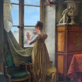High quality wall art fine art oil painitng handpainted on canvas"A Girl Copying a Drawing " stunningoilpainting.com