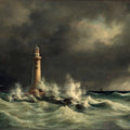 High quality wall art fine art oil painitng handpainted on canvas " Lighthouse in the sea" stunningoilpainting.com