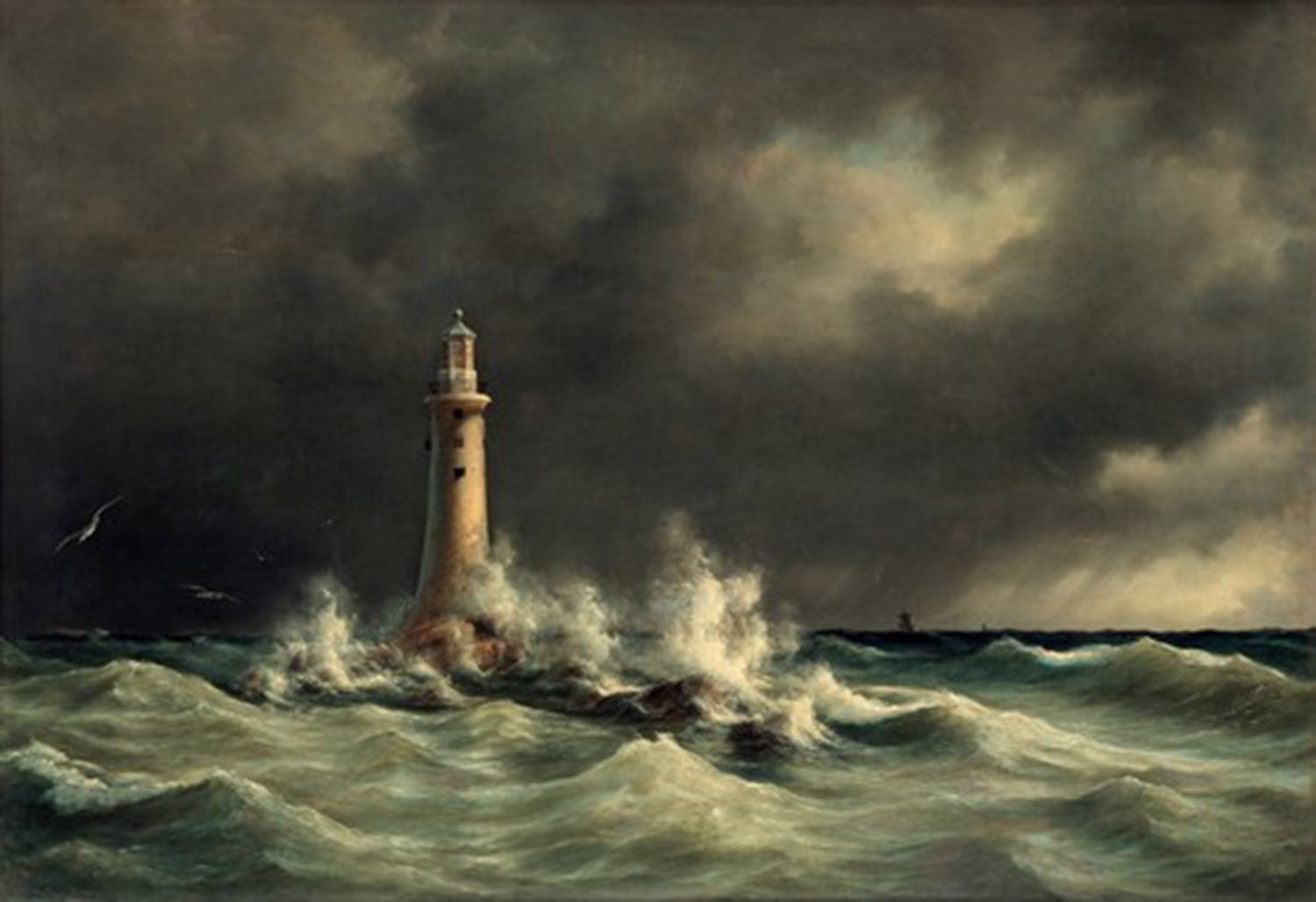 High quality wall art fine art oil painitng handpainted on canvas " Lighthouse in the sea" stunningoilpainting.com
