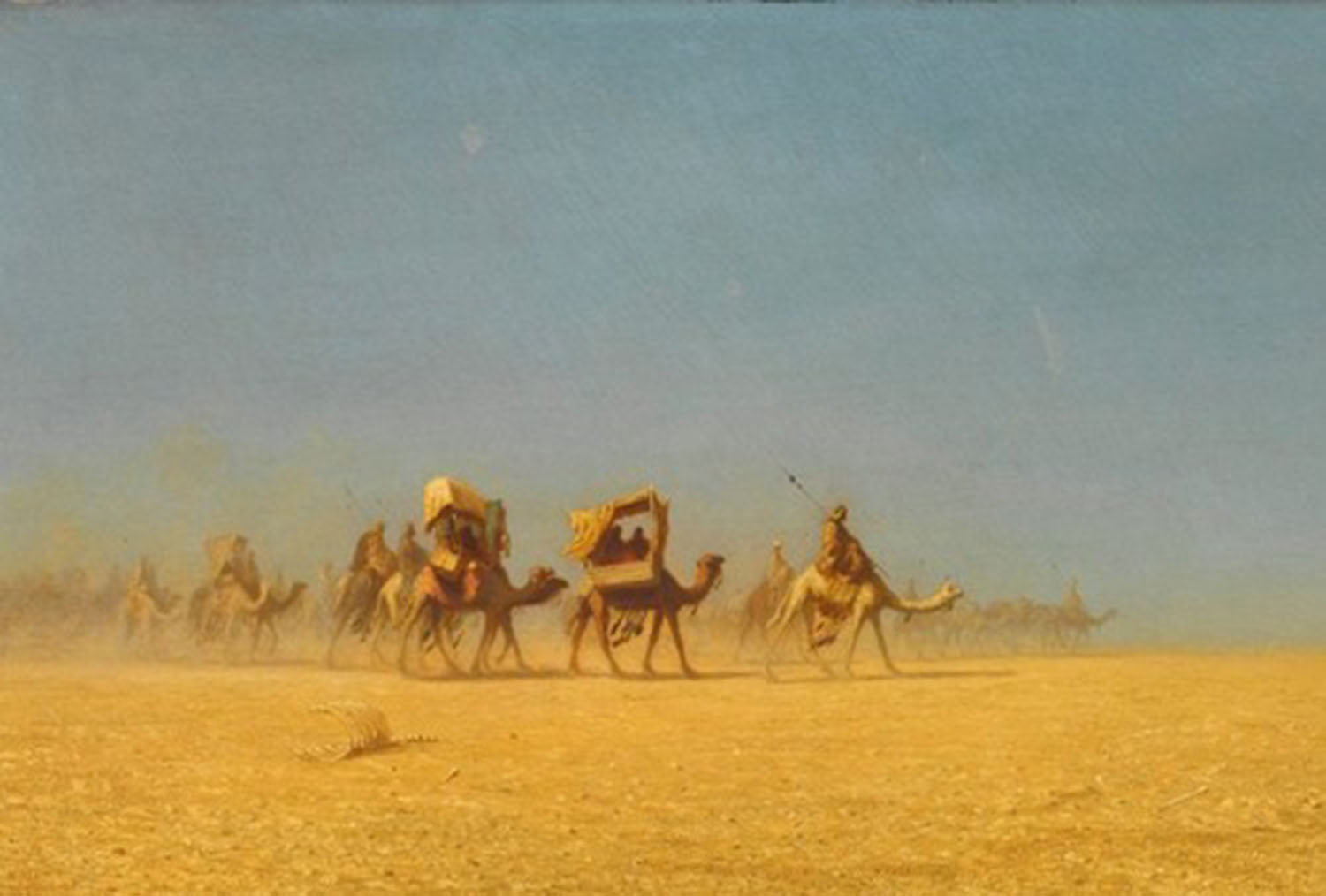 High quality wall art fine art oil painitng handpainted on canvas "Camel Train in the Desert" stunningoilpainting.com
