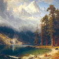 High quality wall art oil painitng handpainted on canvas " Mountains ,lake,bear,woods" stunningoilpainting.com