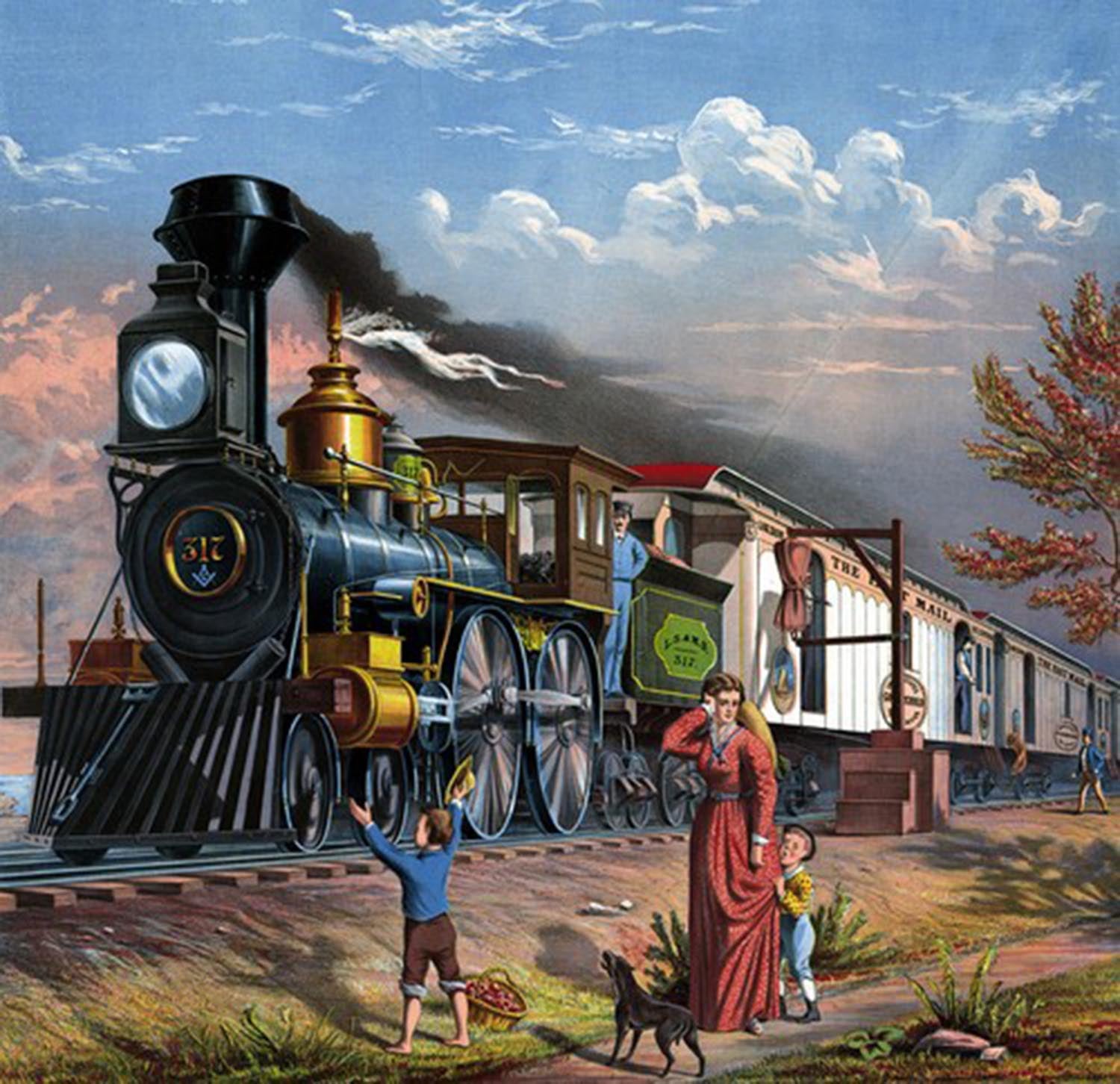 high quality wall art oil painitng handpainted on canvas "Mail Train" stunningoilpainting.com