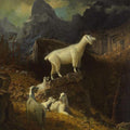 high quality wall art oil painitng handpainted on canvas "Goats on Rocky Mountain" stunningoilpainting.com