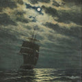 High quality wall art oil painitng handpainted on canvas"Ship in the moonlight " stunningoilpainting.com
