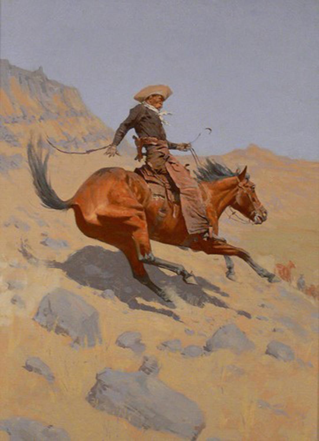 High quality wall art oil painitng handpainted on canvas " The Cowboy riding on a horse " stunningoilpainting.com