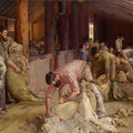 high quality wall art fine art oil painitng handpainted on canvas "Shearing the rams" stunningoilpainting.com
