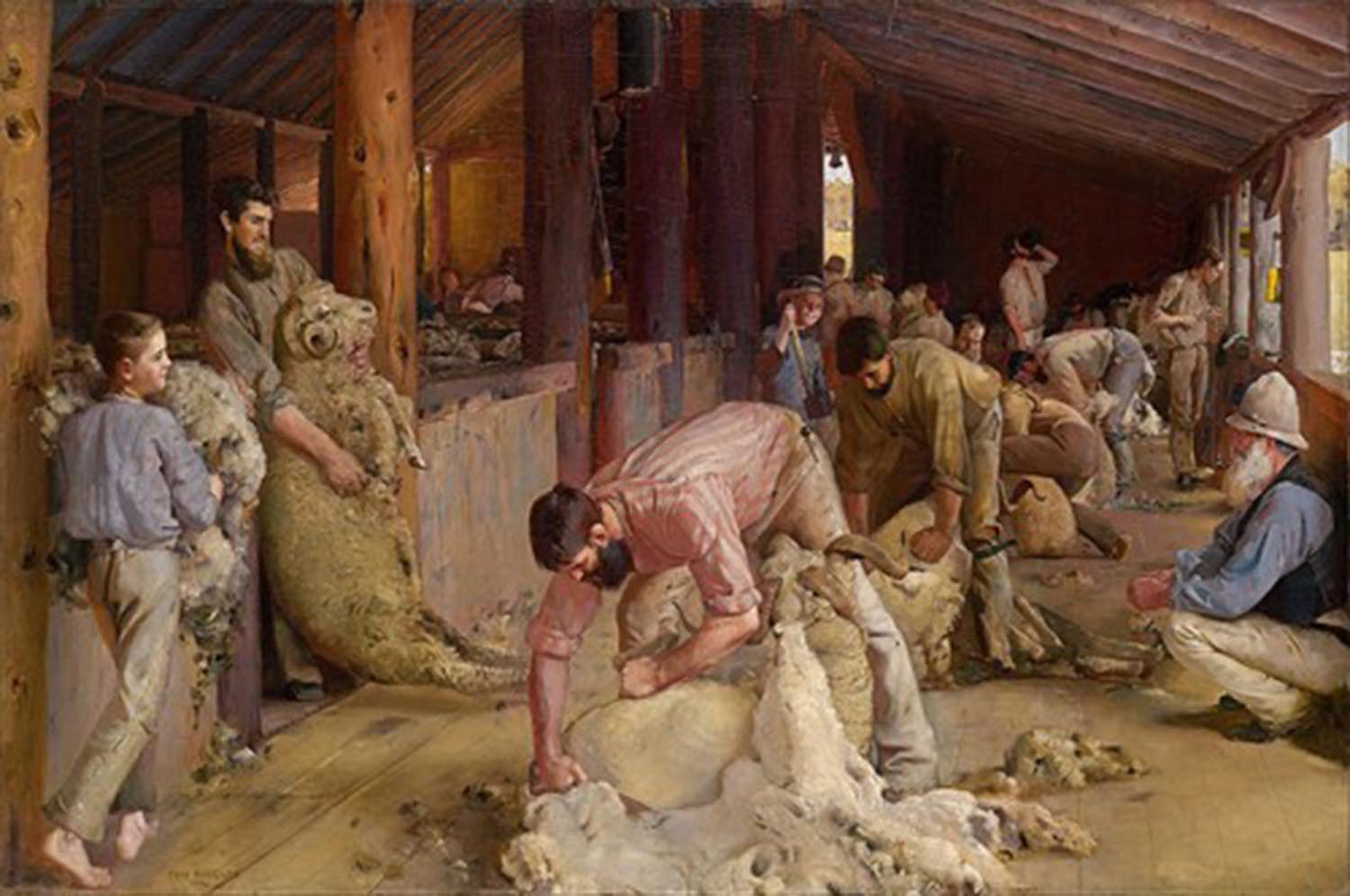 high quality wall art fine art oil painitng handpainted on canvas "Shearing the rams" stunningoilpainting.com
