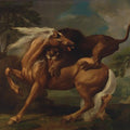 High quality wall art fine art oil painitng handpainted on canvas "a lion on a horseback" stunningoilpainting.com