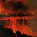 High quality wall art fine art oil painitng handpainted on canvas "Volcano at Night" stunningoilpainting.com