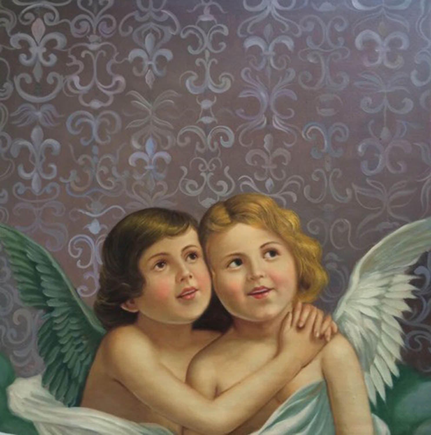 High quality wall art fine art oil painitng handpainted on canvas "Two little angels" stunningoilpainting.com