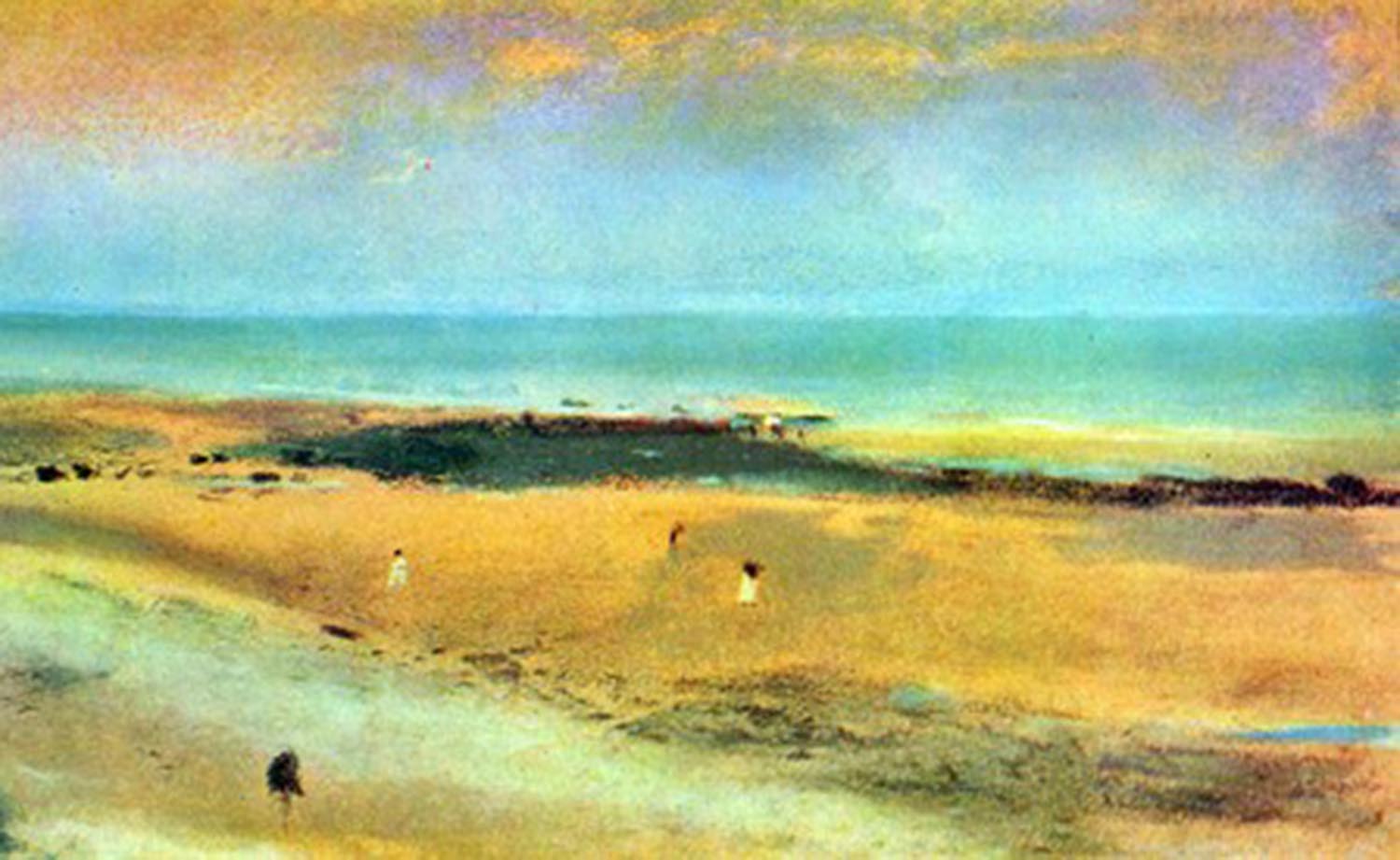 High quality wall art fine art oil painitng handpainted on canvas " Beach At Low Tide" stunningoilpainting.com