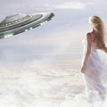 High quality wall art oil painitng handpainted on canvas"a beautiful girl and UFO“ stunningoilpainting.com
