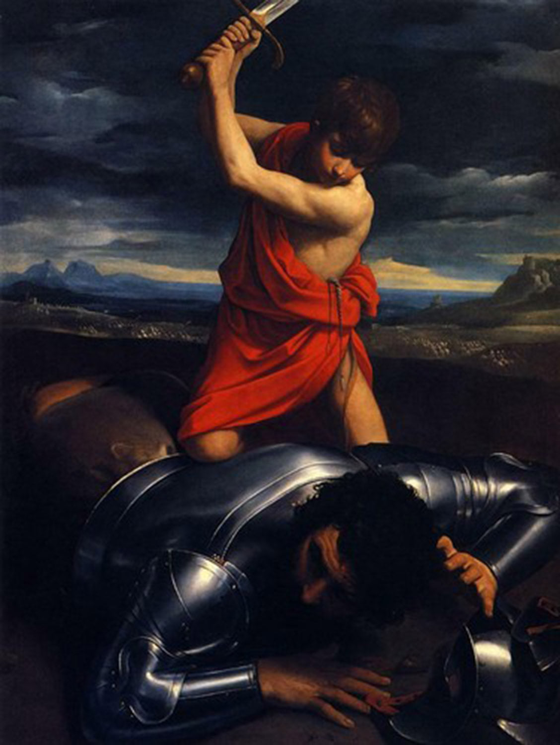 High quality wall art oil painitng handpainted on canvasa "david and goliath" stunningoilpainting.com
