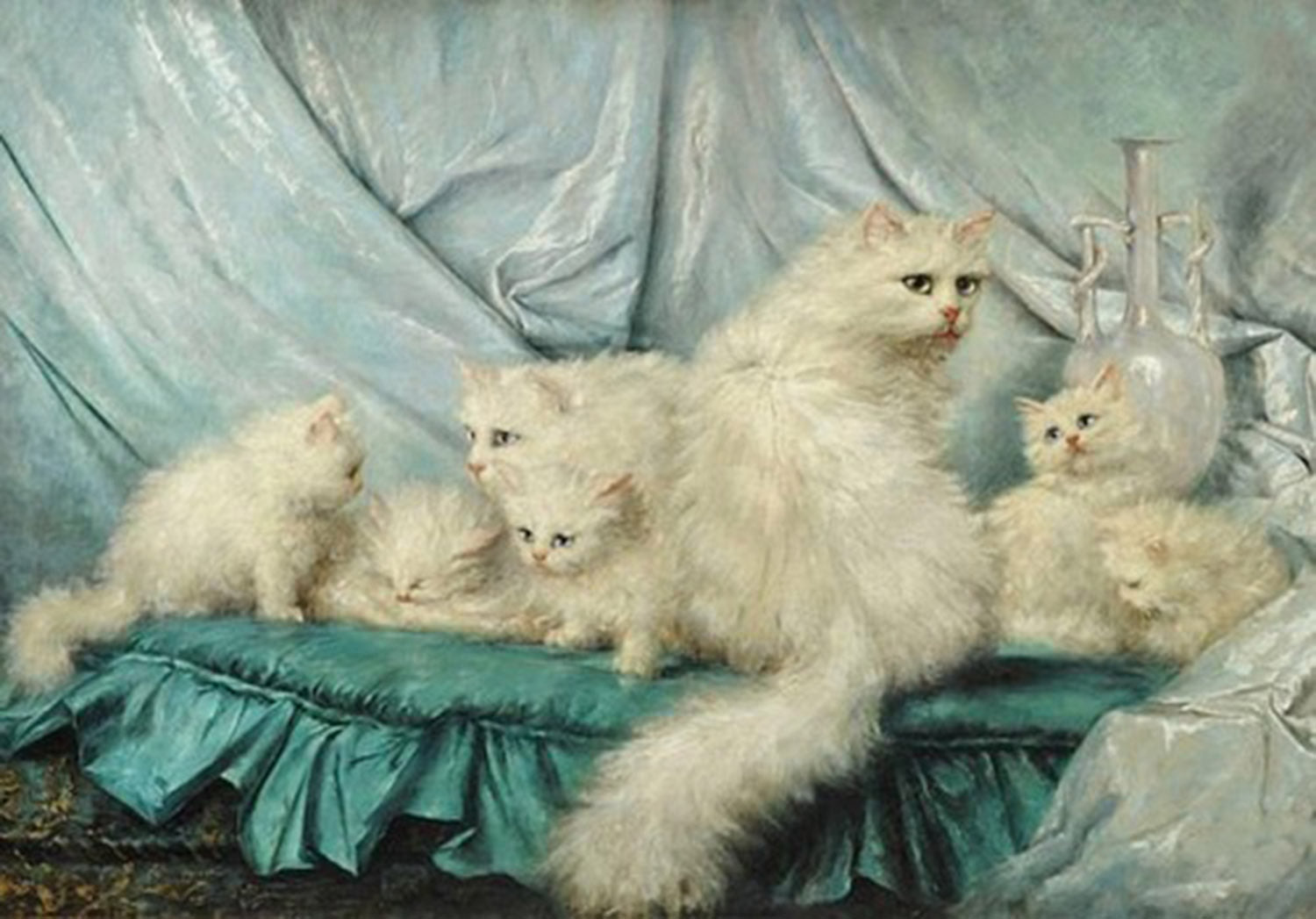 High quality wall art oil painitng handpainted on canvasa "lovely cats" stunningoilpainting.com