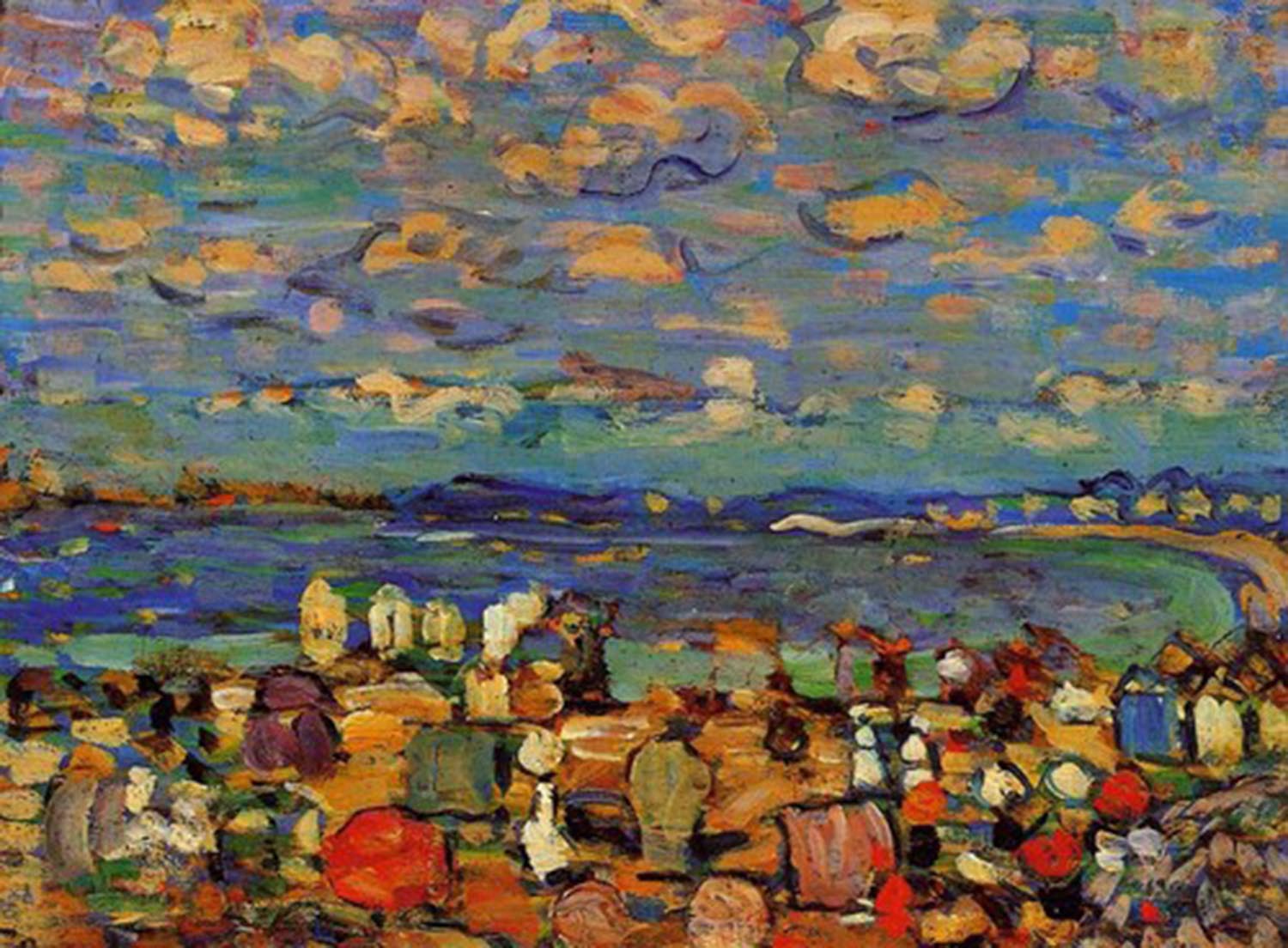 high quality wall art oil painitng handpainted on canvasa "Crescent Beach" stunningoilpainting.com